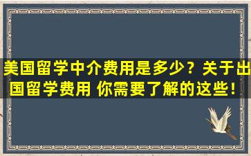 美国留学中介费用是多少？关于出国留学费用 你需要了解的这些！